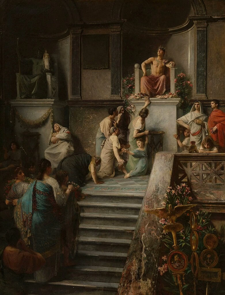 Caligola indulge al culto del popolo, 1877